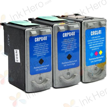 Pack de 3 Canon PG-40 & CL-41 cartouches d'encre compatibles (Ink Hero)