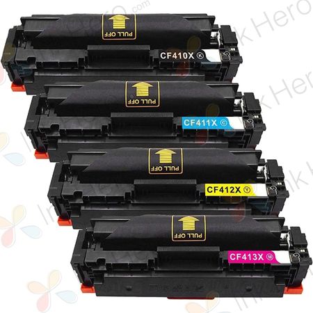 Pack de 4 HP 410X toner compatibles haute capacité (Ink Hero)