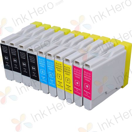 Pack de 10 Brother LC970 cartouches d'encre compatibles (Ink Hero)