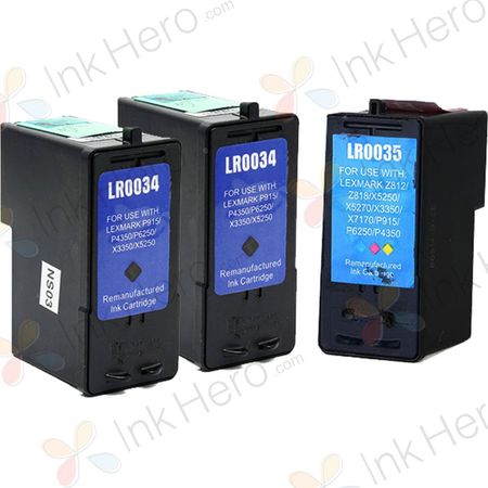 Pack de 3 Lexmark 34XL & 35XL cartouches d'encre compatibles haute capacité (Ink Hero)