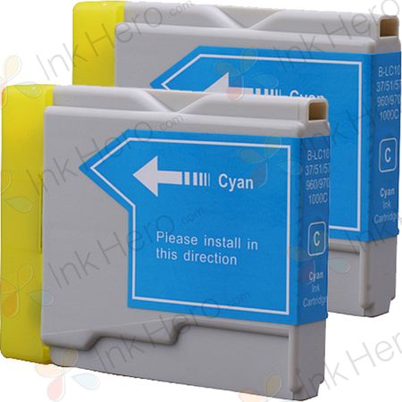 Pack de 2 Brother LC1000C cartouches d'encre compatibles cyan (Ink Hero)