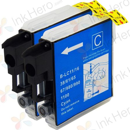 Pack de 2 Brother LC985C cartouches d'encre compatibles cyan (Ink Hero)