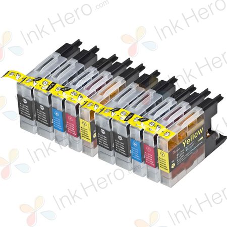 Pack de 10 Brother LC1280 cartouches d'encre compatibles extra haute capacité (Ink Hero)