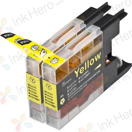 Pack de 2 Brother LC1280Y cartouches d'encre compatibles extra haute capacité jaune (Ink Hero)