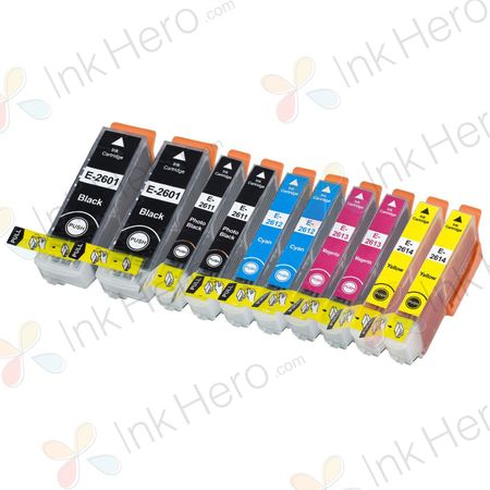 Pack de 10 Epson 26XL cartouches d'encre compatibles haute capacité (Ink Hero)