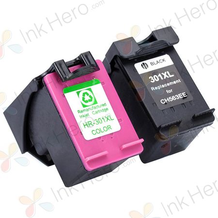 Pack de 2 HP 301XL cartouches d'encre compatibles haute capacité (Ink Hero)