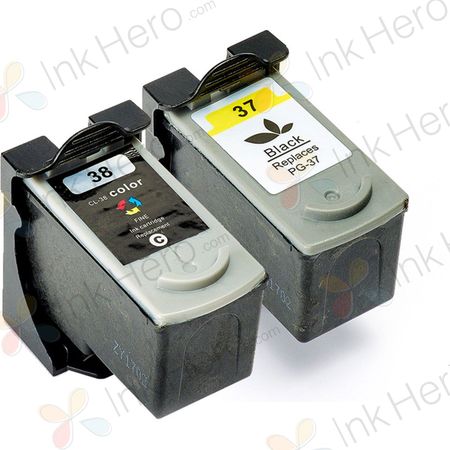 Pack de 2 Canon PG-37 & CLI-38 cartouches d'encre compatibles (Ink Hero)