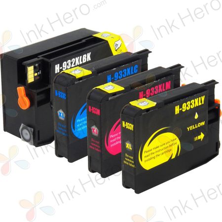 Pack de 4 HP 932XL & 933XL cartouches d'encre compatibles haute capacité (Ink Hero)