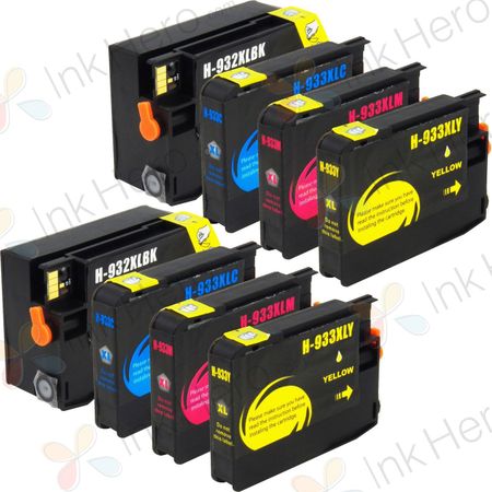 Pack de 8 HP 932XL & 933XL cartouches d'encre compatibles haute capacité (Ink Hero)