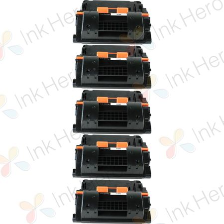 Pack de 5 HP 90X (CE390X) toner compatibles haute capacité noir (Ink Hero)