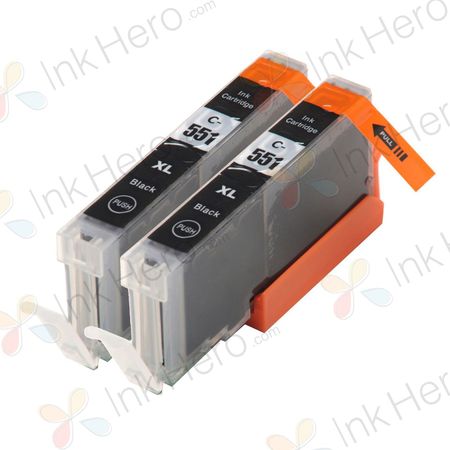 Pack de 2 Canon CLI-551XL cartouches d'encre compatibles haute capacité noir (Ink Hero)