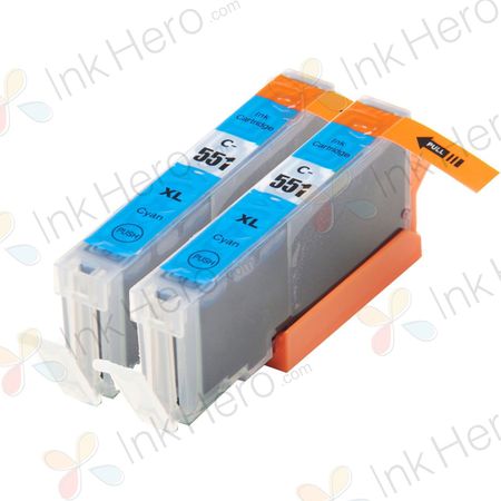 Pack de 2 Canon CLI-551XL cartouches d'encre compatibles haute capacité cyan (Ink Hero)