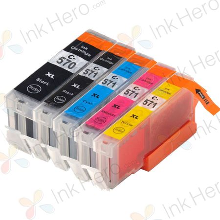 Pack de 5 Canon PGI-570XL & CLI-571XL cartouches d'encre compatibles haute capacité (Ink Hero)