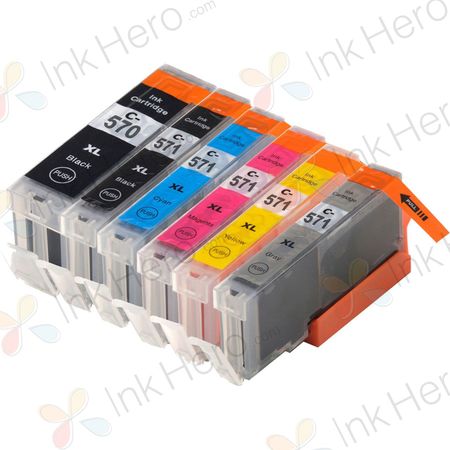 Pack de 6 Canon PGI-570XL & CLI-571XL cartouches d'encre compatibles haute capacité (Ink Hero)