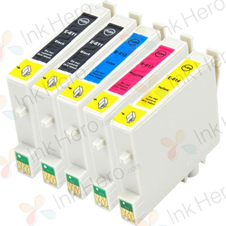 Pack de 5 Epson T0615 cartouches d'encre compatibles (Ink Hero)