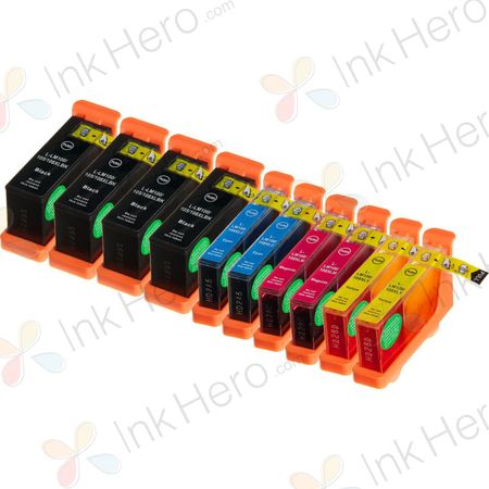 Pack de 10 Lexmark 100XL cartouches d'encre compatibles haute capacité (Ink Hero)