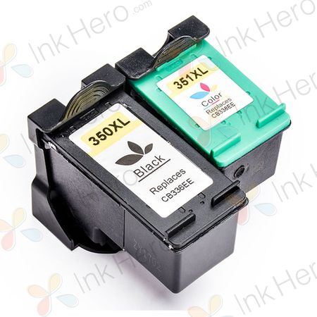 Pack de 2 HP 350XL & HP 351XL cartouches d'encre compatibles haute capacité (Ink Hero)