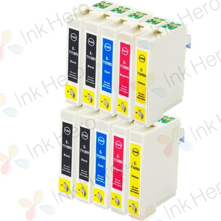 Pack de 10 Epson T0715 cartouches d'encre compatibles (Ink Hero)