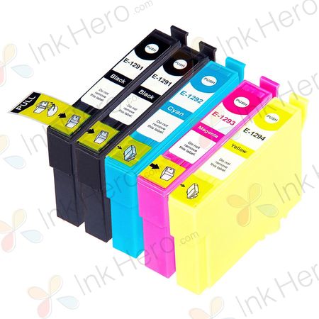 Pack de 5 Epson T1295 cartouches d'encre compatibles (Ink Hero)