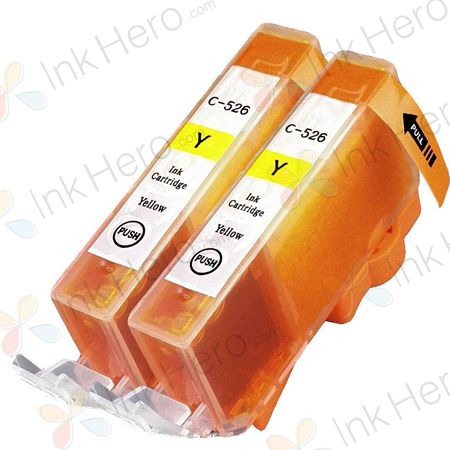 Pack de 2 Canon CLI-526Y cartouches d'encre compatibles jaune (Ink Hero)