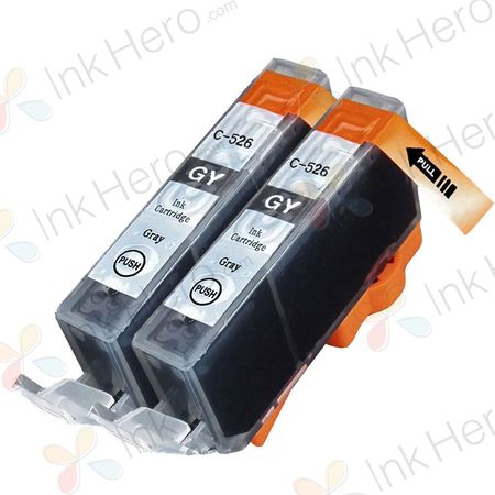 Pack de 2 Canon CLI-526GY cartouches d'encre compatibles gris (Ink Hero)