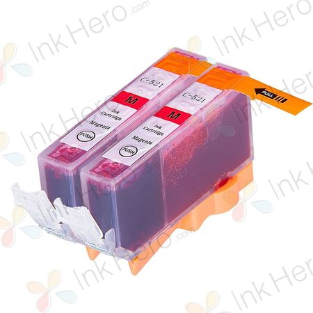 Pack de 2 Canon CLI-521M cartouches d'encre compatibles magenta (Ink Hero)