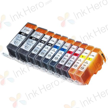 Pack de 10 Canon PGI-525 & CLI-526 cartouches d'encre compatibles (Ink Hero)