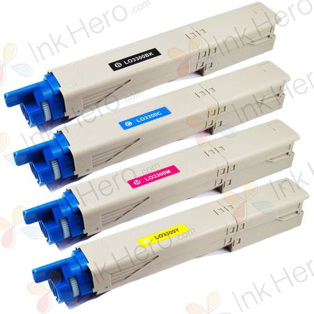 Pack de 4 Oki C3300, C3400, C3600 toner compatibles (Ink Hero)