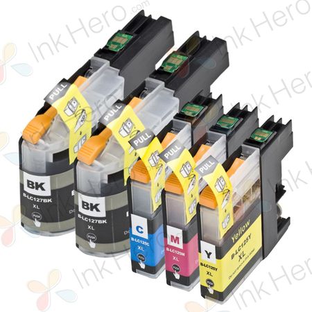 Pack de 5 Brother LC127 & LC125 cartouches d'encre compatibles super haute capacité (Ink Hero)