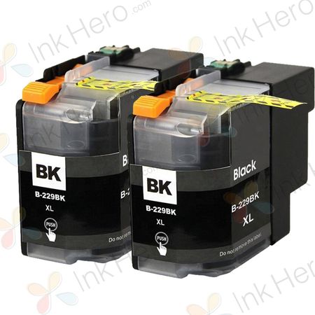 Pack de 2 Brother LC229BK cartouches d'encre compatibles super haute capacité noir (Ink Hero)